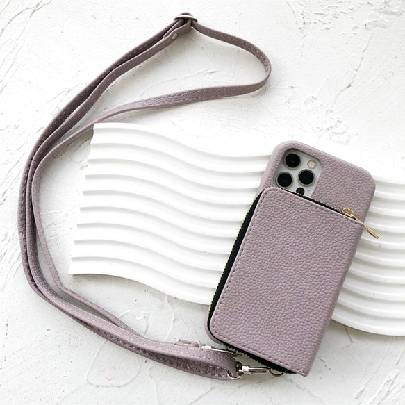 〈5色から選べます♪〉iPhone15Pro ストラップ付き 財布機能付き スマホケース ショルダーストラップ 3枚目の画像