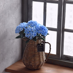 ◆粘土のお花◆ 紫陽花　ライトブルー　柳フラワーピッチャーに飾って…A795 9枚目の画像