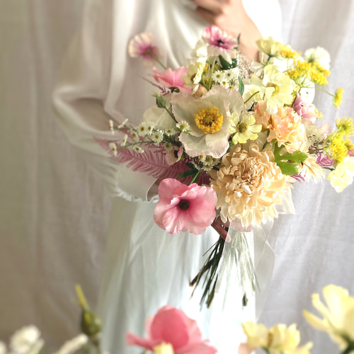 ウェディングブーケ ブートニア付き 造花 前撮り 和装