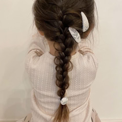 【女の子のヘアアクセサリーセット】ベージュチェック 8枚目の画像