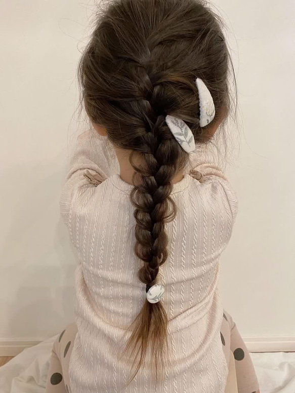 【女の子のヘアアクセサリーセット】ベージュチェック 8枚目の画像