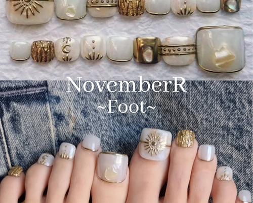 FA163⭐ちゅるんボヘミアンフットネイルチップ ネイルチップ（つけ爪