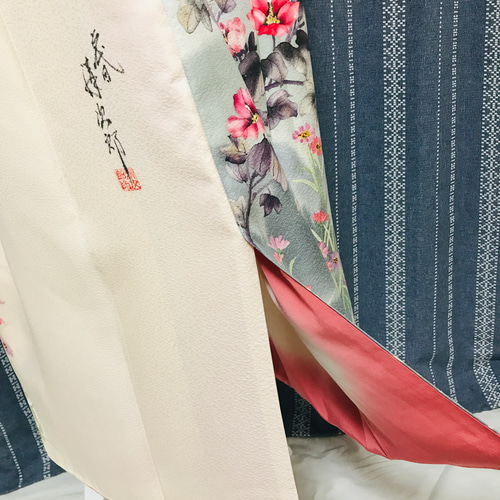 正絹】着物リメイク 色留袖ドレス&ショールのセット/キャミ 正絹】着物リメイク 色留袖ドレス&ショールのセット/キャミ