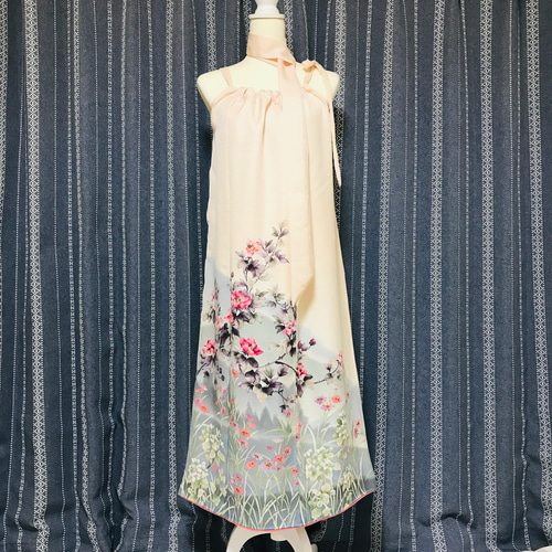 正絹】着物リメイク 色留袖ドレス&ショールのセット/キャミ 正絹】着物リメイク 色留袖ドレス&ショールのセット/キャミ