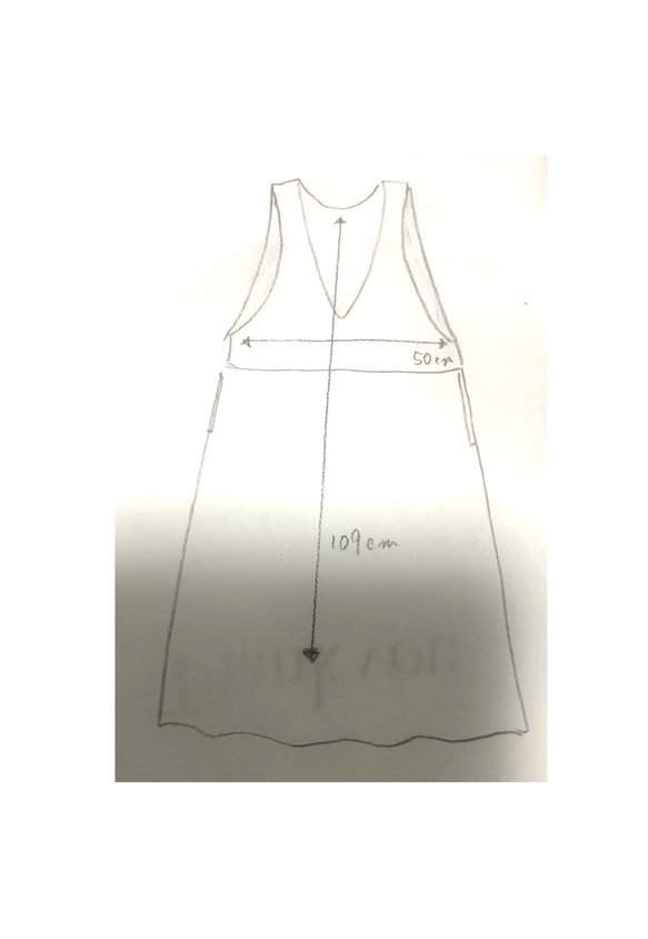 大人かわいい　リネン100%生地 オリーブカラージャンパースカート 5枚目の画像