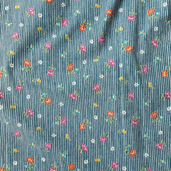 女士櫻花連衣裙（5/4袖）：115cm長（花條紋：海綠色） 第7張的照片