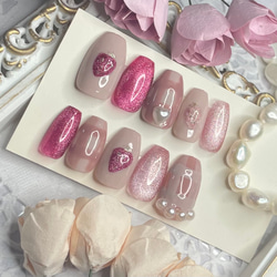 サイズオーダー♡ マグネットいちごネイルチップ　size order nail tip 5枚目の画像