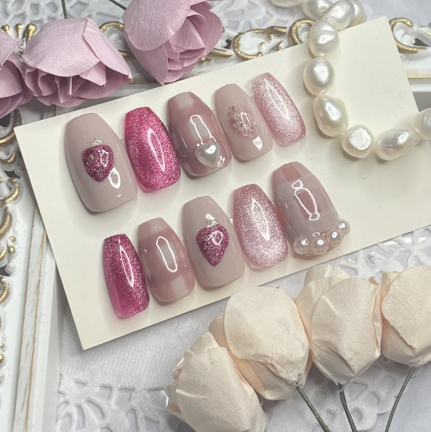 サイズオーダー♡ マグネットいちごネイルチップ size order nail tip  
