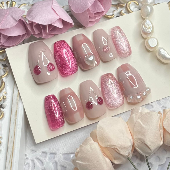 サイズオーダー♡ マグネットチェリーネイルチップ size order nail  