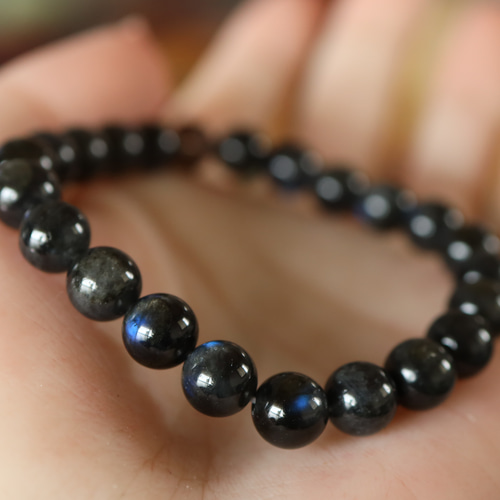 キャッツアイブラックラブラドライト　ブレスレット ブラックラブラドライトキャッツアイ ブレスレット 約12.5mm