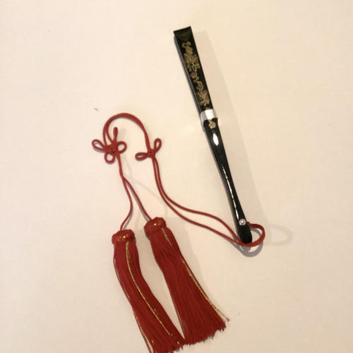 正絹】 花嫁 懐剣 筥迫 伊達襟 3点 ブラック&ゴールド 1点物 はこせこ