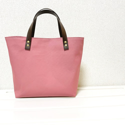 【Mサイズミニトートバッグ】ふんわり桜と帆布/チェリーピンク 2枚目の画像