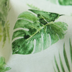 カットクロス！『【ハーフリネン】大きな葉を水彩画タッチで描いた　Leafy（リーフィー）』～46㎝でカット済み～ 1枚目の画像