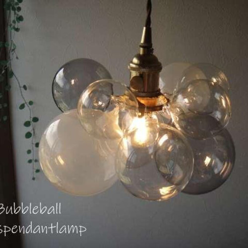 バブルガラスペンダントランプ Lサイズ モノトーン白黒クリア ガラス