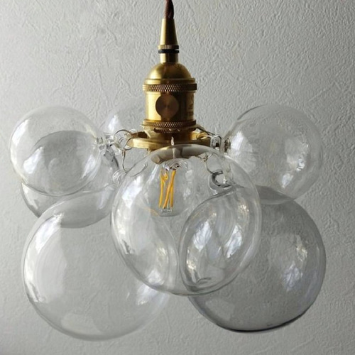 ポポラート　バブルガラスペンダントランプクリアLペンダントライト バブルガラスペンダントランプ Lサイズ モノトーン白黒クリア