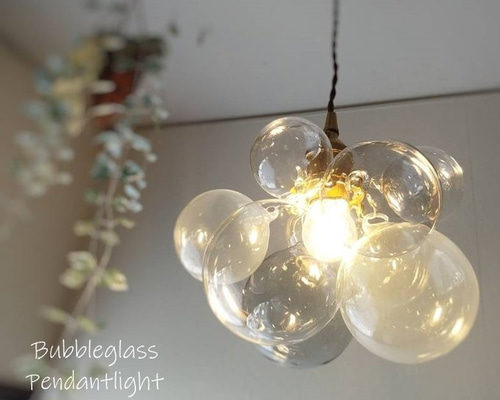 バブルガラスペンダントランプ白×クリアNAクルミ真鍮ペンダントライトシャンデリア バブルガラスペンダントランプ白×クリアNAクルミ真鍮ペンダントライト