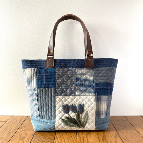 ハンドメイド ハワイアンキルトバッグ (チューリップ)