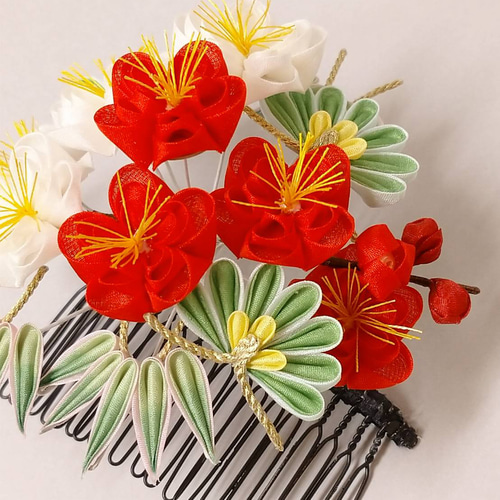 フォーマル つまみ細工簪 松竹梅 その他オーダーメイド めぇめぇ堂