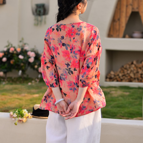 花柄 ブラウス 半袖 ブラウス レディース きれいめ 40代 50代 春夏