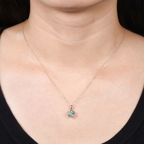 ナチュラルグリーンモスアゲートネックレスグリーンアゲートソリティア