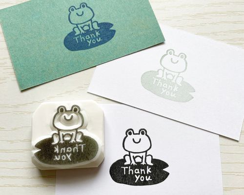 消しゴムはんこNo.170  thank you 手書き文字 花 消しゴムはんこNo.170 thank you 手書き文字 花