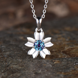 6月の誕生石 アレキサンドライト ソリティア ペンダント 桜 桜の花