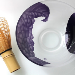 玻璃抹茶碗繡球紫色 第5張的照片
