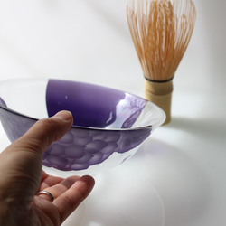 玻璃抹茶碗繡球紫色 第2張的照片