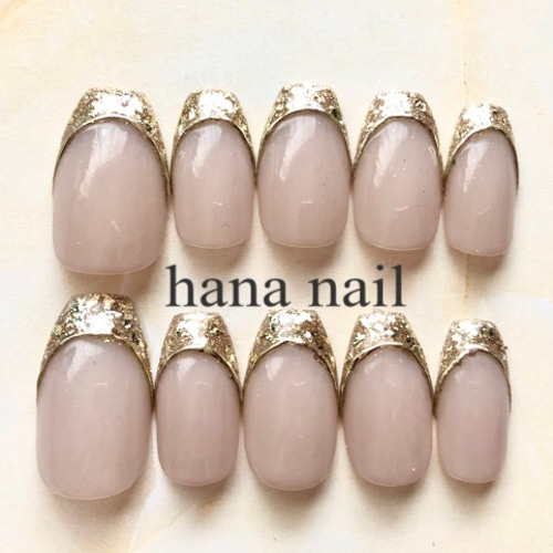 ガラスフレンチ ニュアンスネイル バレリーナチップ ネイルチップ