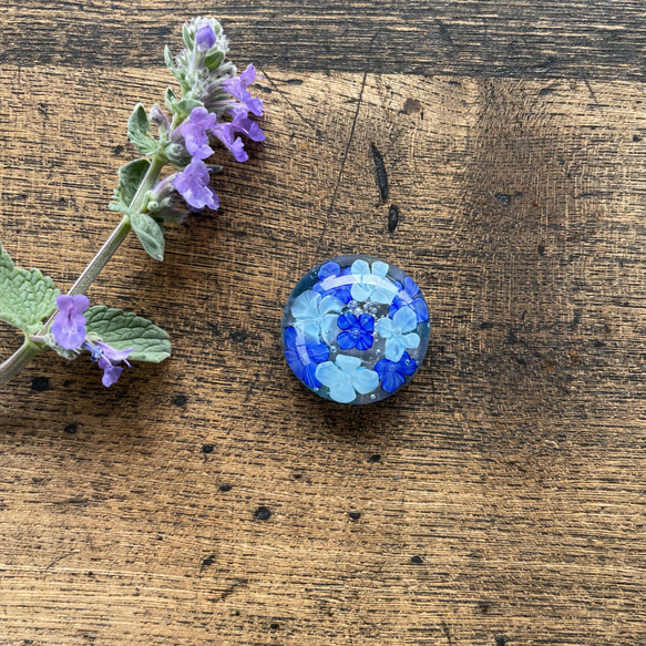 硝子のカボション　紫陽花　ブルー  2 7枚目の画像