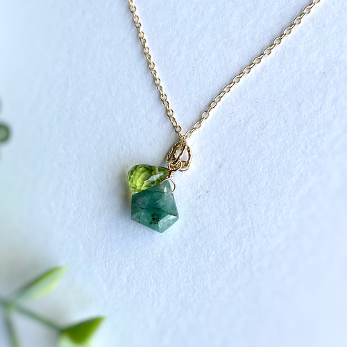 2way エメラルドのネックレス 14kgf/sv925 5月誕生石 翠玉 ペリドット