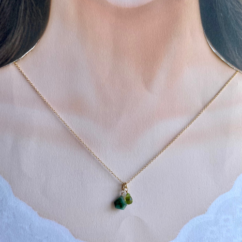 2way エメラルドのネックレス 14kgf/sv925 5月誕生石 翠玉 ペリドット