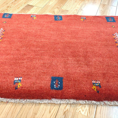 ペルシャ ギャッベ 玄関マット 90x60 貴重な横柄 茜色 花 生命の木