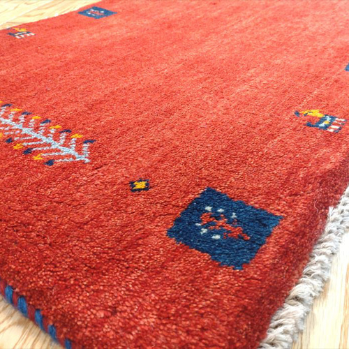 ペルシャ ギャッベ 玄関マット 90x60 貴重な横柄 茜色 花 生命の木