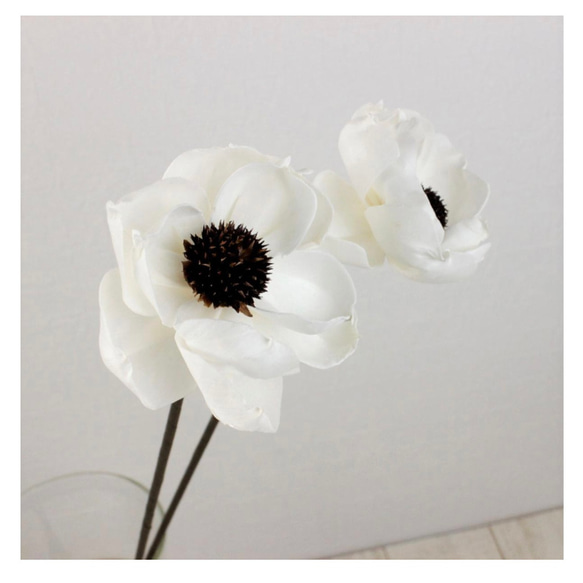 即日☆【ハンドメイドフラワー】大地農園/ソーラーアネモネ 白 単品1本