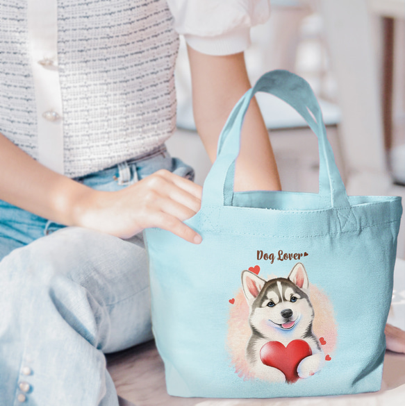 【 キュンです シベリアンハスキー 】 ミニキャンバス トートバッグ　犬　ペット　うちの子　プレゼント　母の日        Ω 人気・おすすめ｜売れ筋商品・話題商品におすすめ 品質チェック済み 安心配送 今月のおすすめ