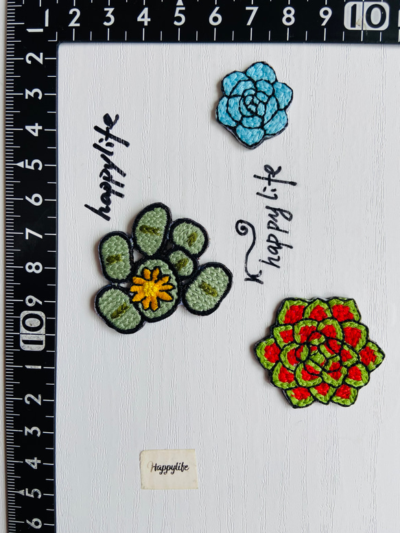 お花　多肉植物シリーズ　刺繍アイロンワッペン 1枚目の画像