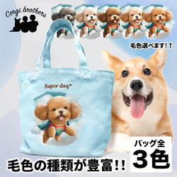 【 ヒーロー トイプードル 】 ミニキャンバス トートバッグ　犬　ペット　うちの子　プレゼント　母の日 1枚目の画像