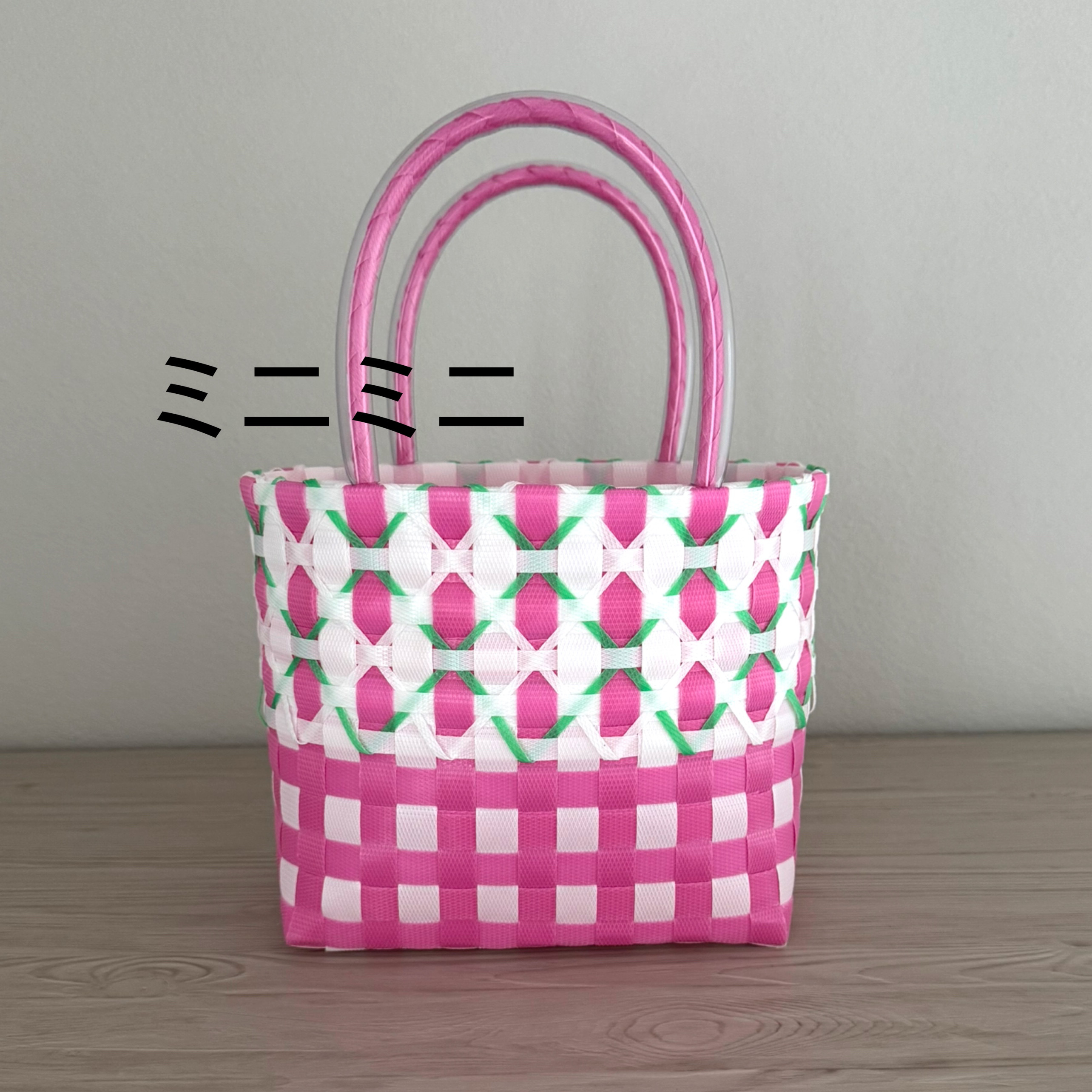 いちごモチーフ付きかごバッグ♡ピンクギンガ厶♡axes femme kawaii いちごモチーフ付きかごバッグ♡ピンクギンガ厶♡axes femme