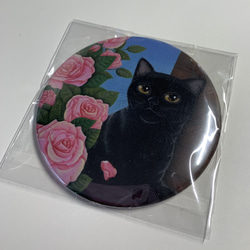 缶ミラー／薔薇と黒猫 2枚目の画像