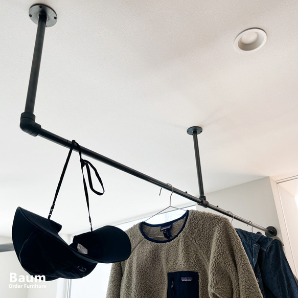 ＼送料無料／[Hanger Pipe F]日本製ハンガーパイプ バー サイズ選択可 洗濯 衣類 収納 室内干し-115- 1枚目の画像