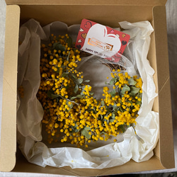 春まちリース♪ mimosa wreath ドライフラワー 母の日 母の日ギフト 母の日のプレゼント 花  お祝い 9枚目の画像