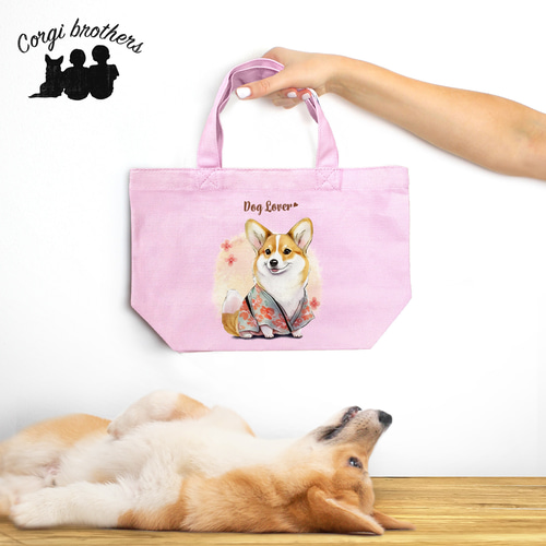 晴れ着姿の マルチーズ 】 ミニキャンバス トートバッグ 犬 ペット