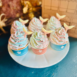 cupcake mermaid box /マーメイドカップケーキ6個セット 1枚目の画像