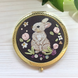 卸し売り購入 うさぎ ミラー 刺繍 手刺繍 リボン ハンドメイド 手鏡 アクセサリー