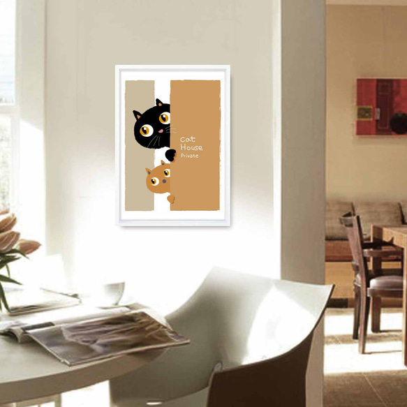 Cat house 　ネコ　イラスト　ポスター　A4　A3　A2 　A1　アートポスター　結婚祝い　新築祝い　1348 4枚目の画像