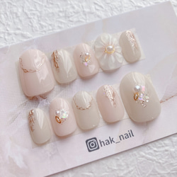 ネイルチップ ウェディング 結婚式 ブライダル 花嫁 フルオーダーネイル No.172⭐︎ ウェディング ブライダル 花嫁ネイル 白無垢ネイル