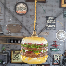 アメリカン雑貨  ペンダントランプ 電飾看板  バーガーズカフェ ハンバーガー ②  #アメリカンダイナー  シーリング 7枚目の画像