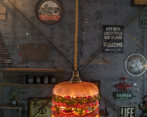 アメリカンダイナー ハンバーガー ペンダントランプ ③ バーガー 電飾看板 #バーガーズカフェ #シーリングライト #アメリカン雑貨 #ガレージ雑貨 #面白いランプ 4c14fe89a7affcff07b01633d8a8b1