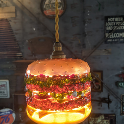 アメリカン雑貨  ペンダントランプ 電飾看板  バーガーズカフェ ハンバーガー ②  #アメリカンダイナー  シーリング 6枚目の画像